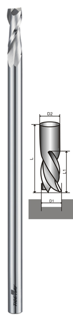 Торцевая твердосплавная фреза Z2 1.5x3.175x4.0x114 (dxDxhxL)