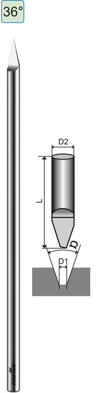 Конический твердосплавный гравер для Roland, U-mark, Gravotech, Vision 36°x0.0x4.36x165 (αxdxDxL)
